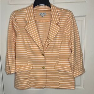Vintage Joan Rivers Women's Peach Striped Blazer | Size Large |